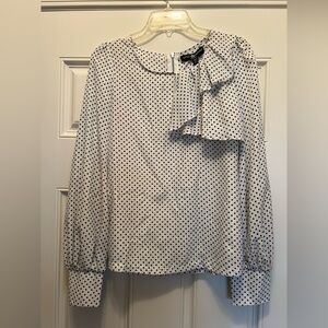 Little Mistress White Polka Dot Bow-Detail Blouse